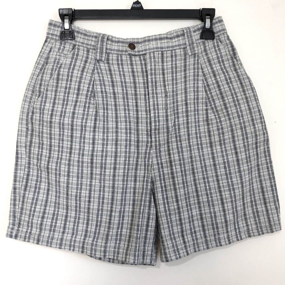 Vintage 90's Fashion Bug High Rise Gray Blue Plaid Shorts W28